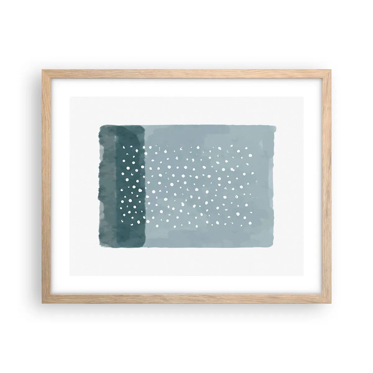 Plakat i ramme af lyst egetræ - Dyrket i blåt - 50x40 cm