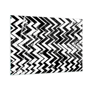 Billede på glas - Zig-hvid, zag-sort - 100x70 cm