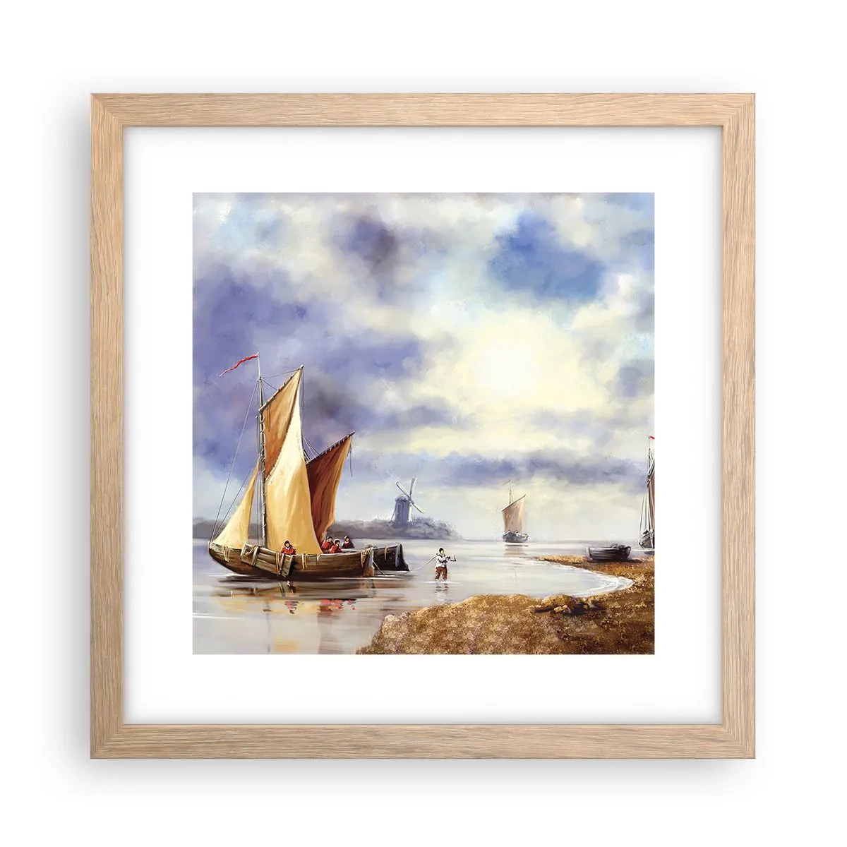 Plakat i ramme af lyst egetræ - Sømændenes tilbagevenden - 30x30 cm