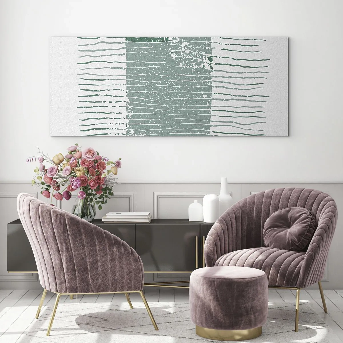 Billede på glas - Marin abstraktion - 120x50 cm