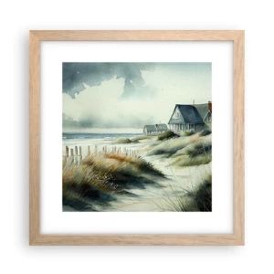 Plakat i ramme af lyst egetræ - Væk fra trængsel og travlhed - 30x30 cm