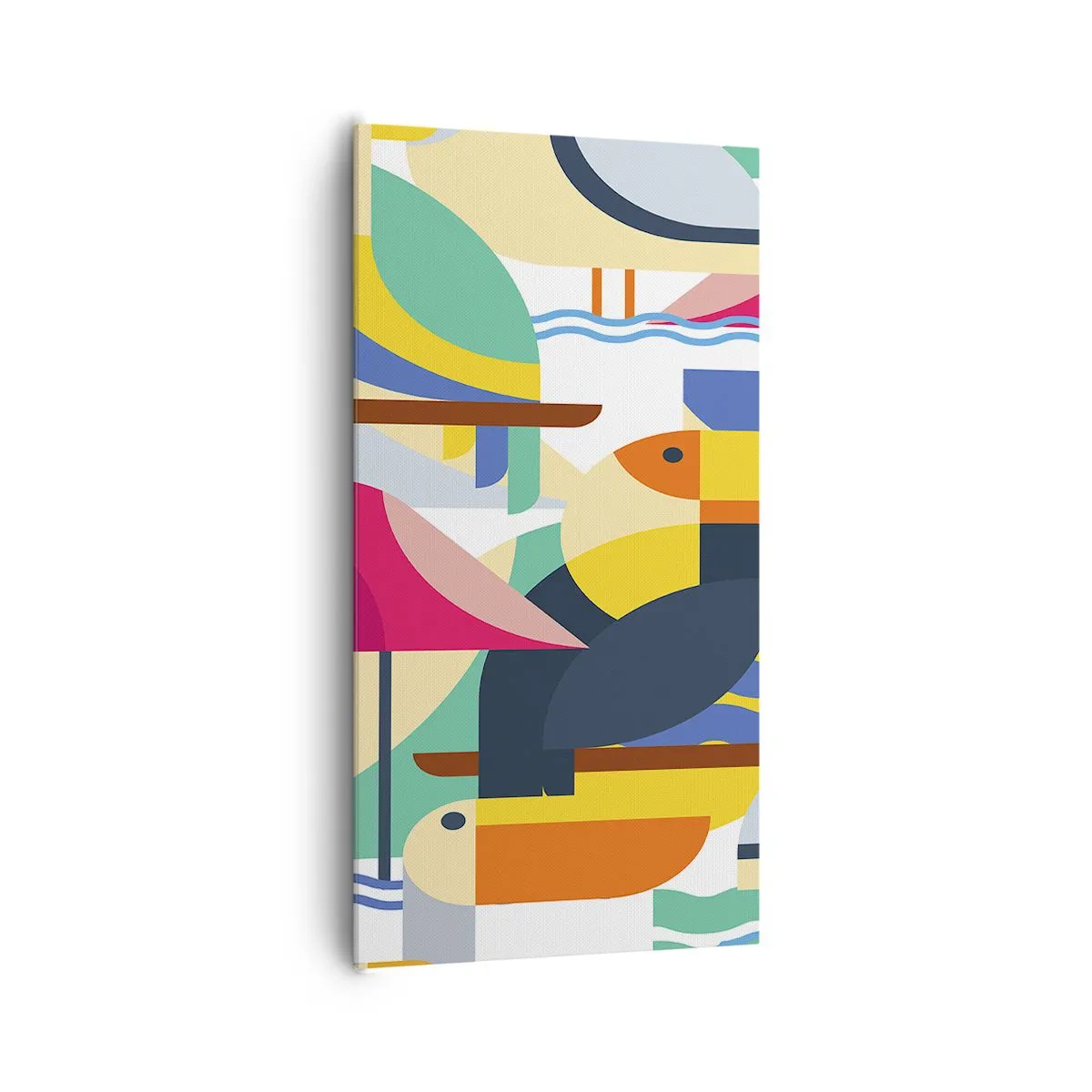 Lærredstryk - Billede på lærred - Fuglefest - 65x120 cm