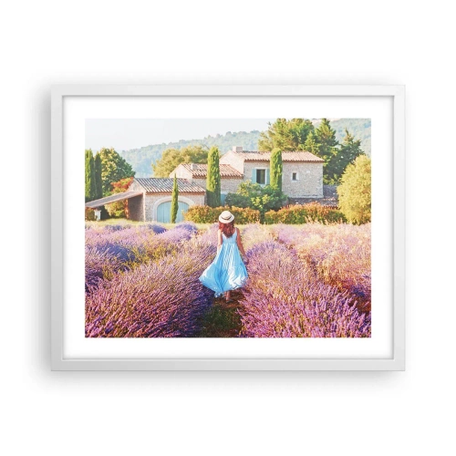 Plakat i hvid ramme - Lavendel pige - 50x40 cm
