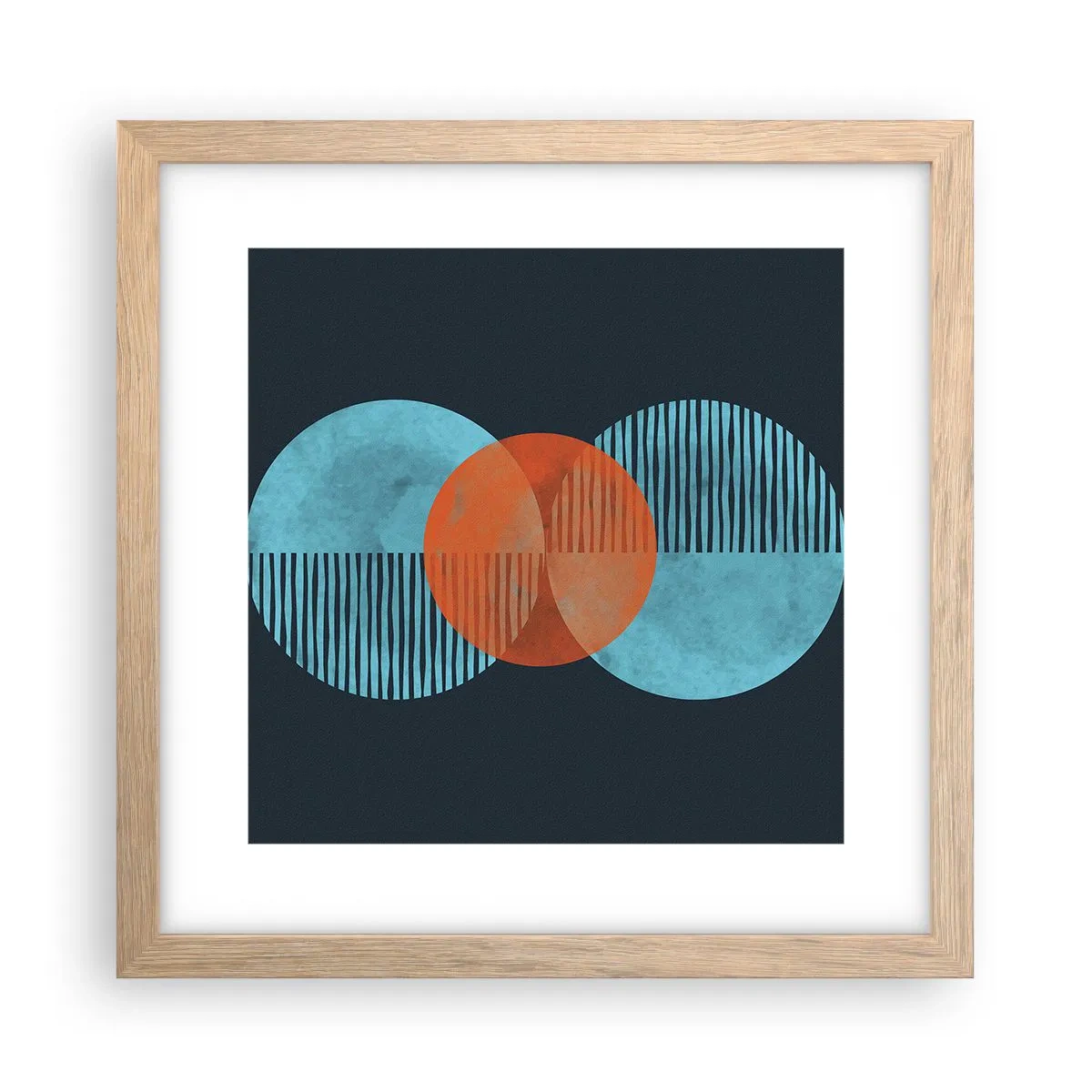 Plakat i ramme af lyst egetræ - Symmetrisk sammensætning - 30x30 cm