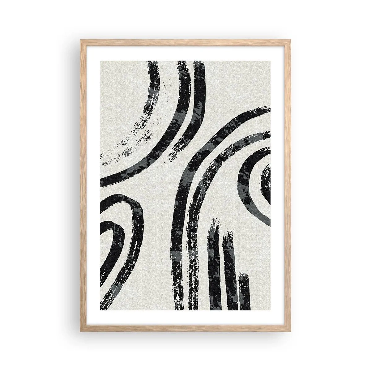 Plakat i ramme af lyst egetræ - Halvt stoppet - 50x70 cm