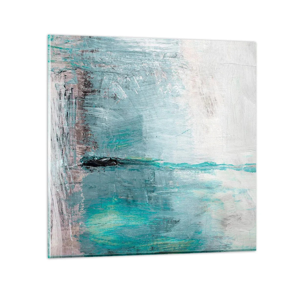 Billede på glas - Horisontalt med blå farve - 50x50 cm