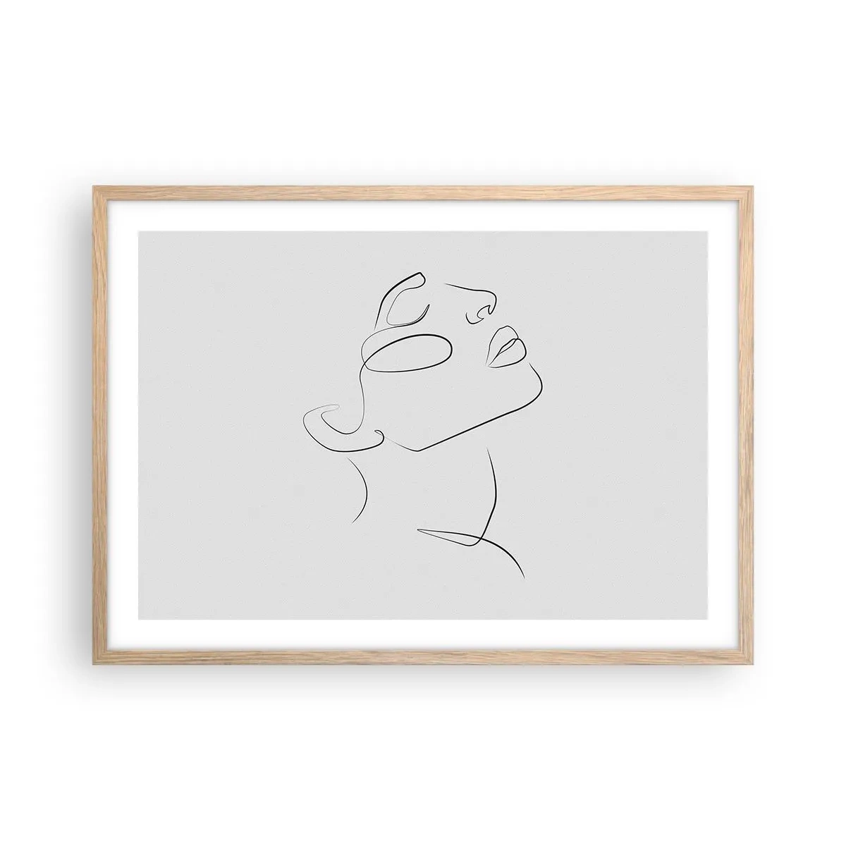 Plakat i ramme af lyst egetræ - En drømmes slyngninger - 70x50 cm