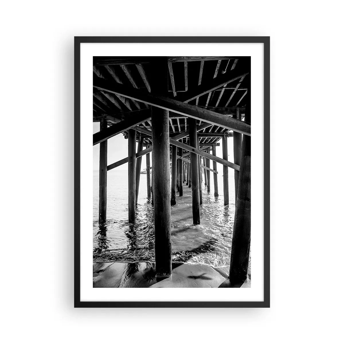 Plakat i sort ramme - Strandskjulested - 50x70cm - Strandskjul - Moderne vægdekoration til stue og soveværelse ARTTOR