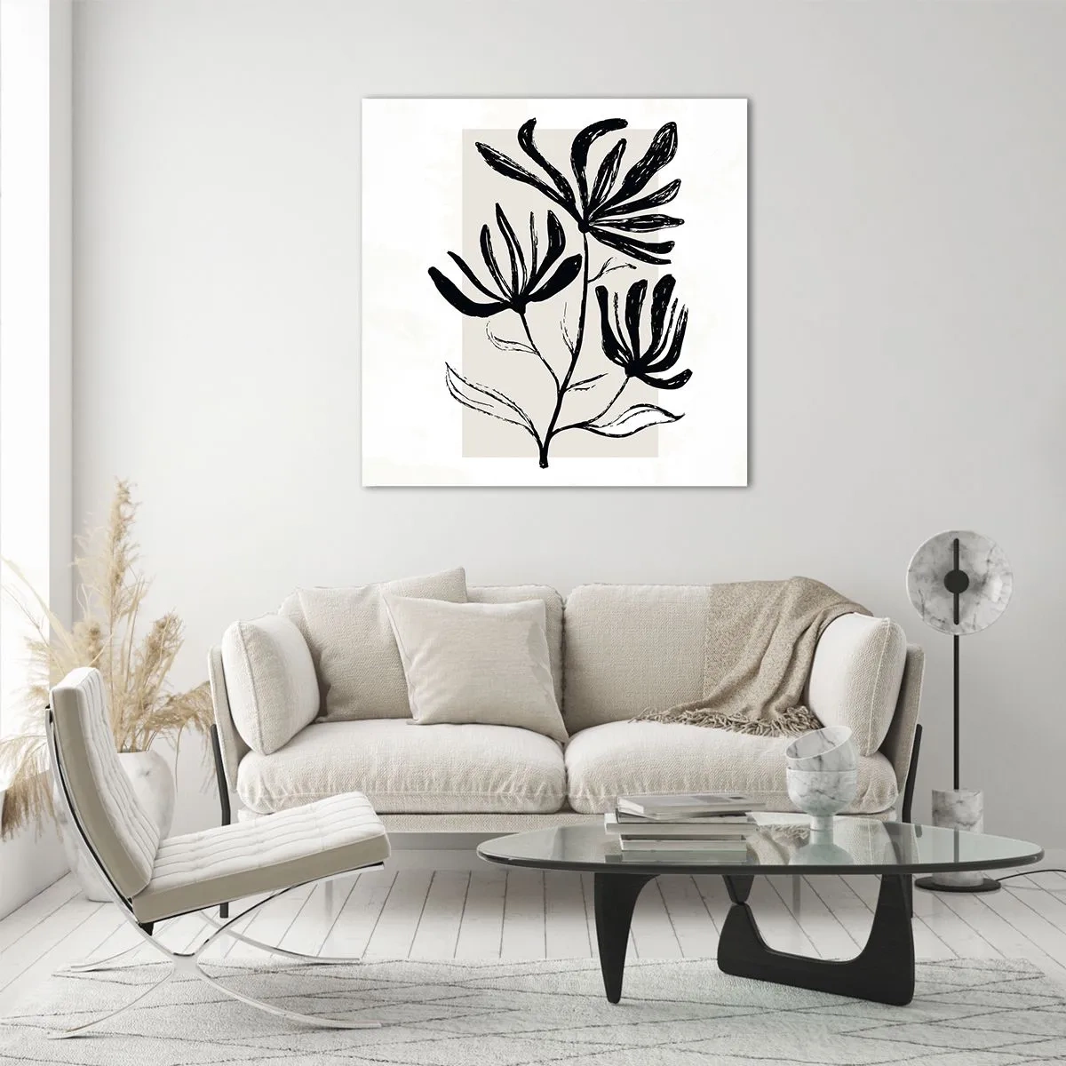 Billede på glas - Skitse til et herbarium - 70x70 cm