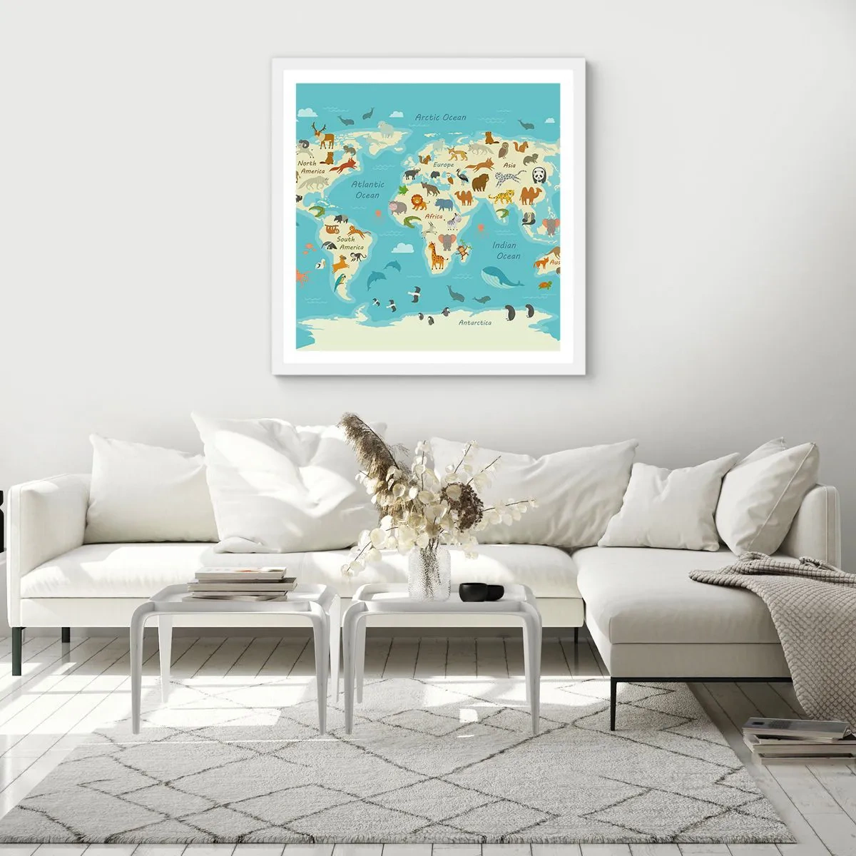 Plakat i hvid ramme - Gode naboer - 30x30 cm