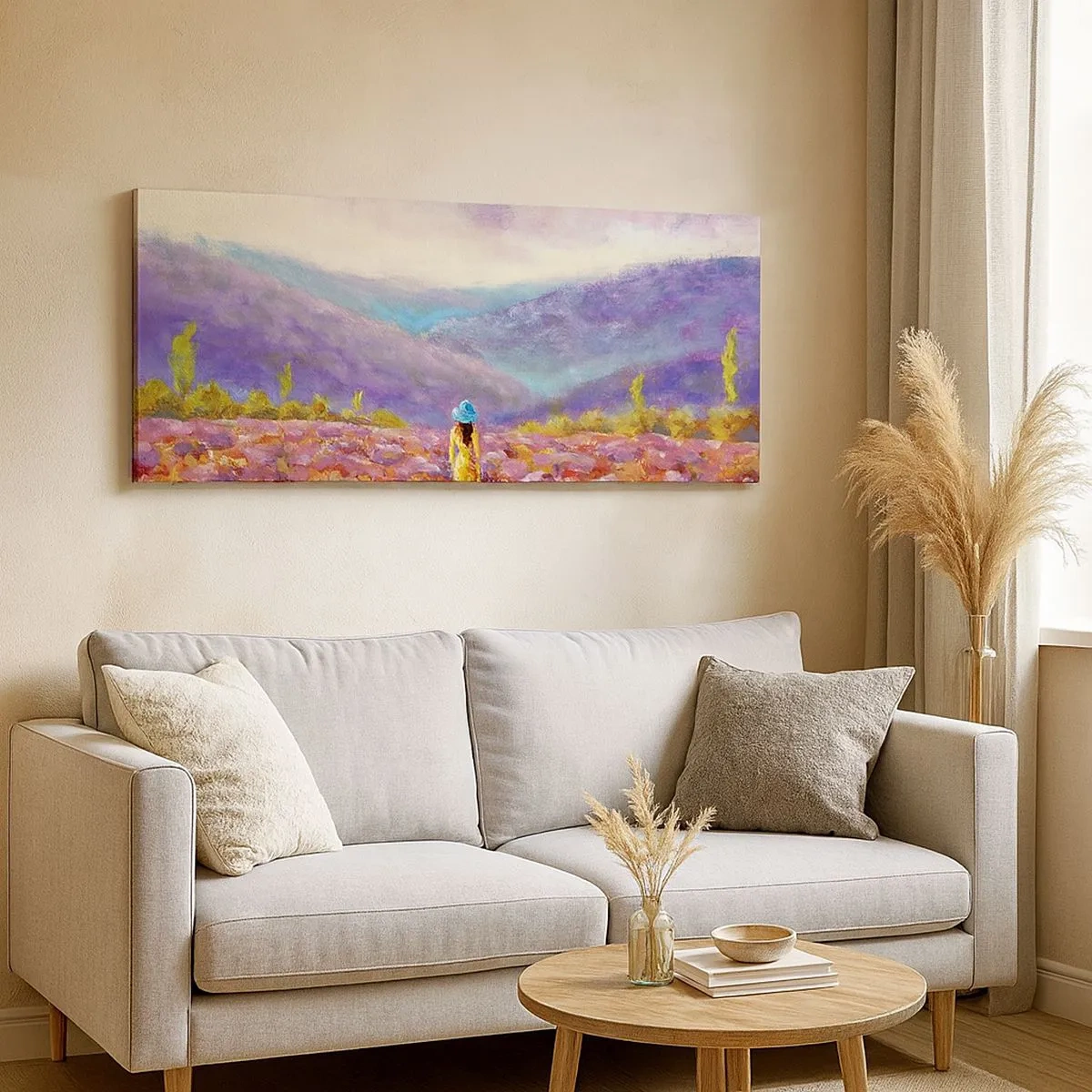 Lærredstryk - Billede på lærred - I en verden af lavendel - 100x40 cm