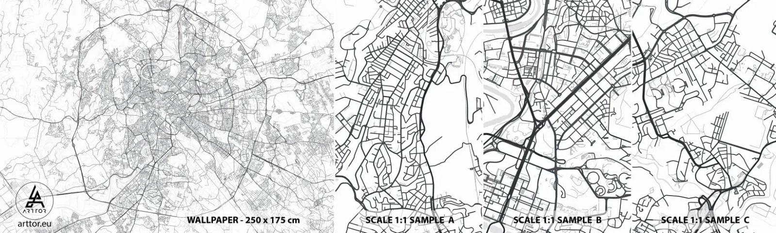 Prøve Fototapet Selvklæbende Deluxe Sticker - Romersk cirkel - By, Bykort, Rom - 100x30 cm