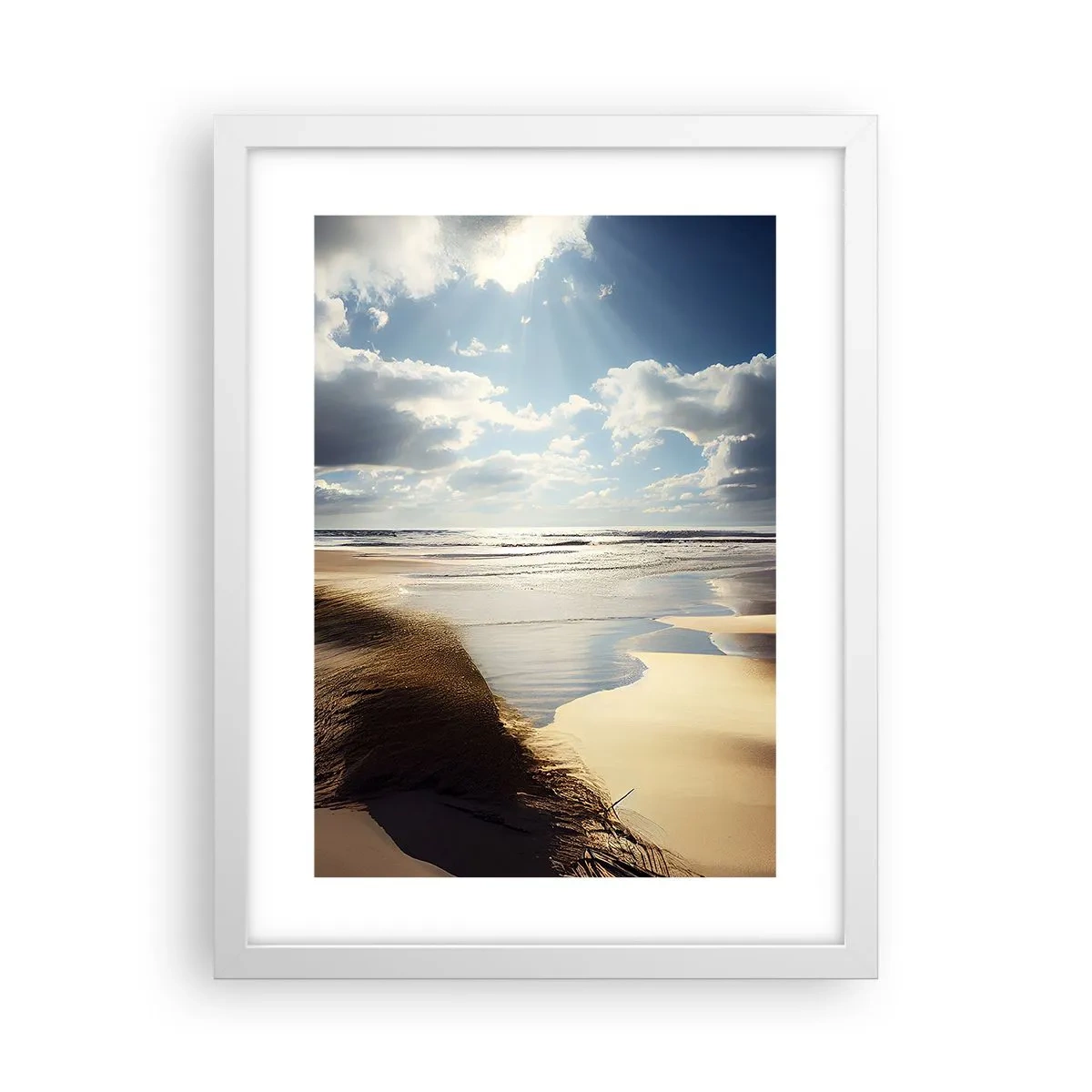 Plakat i hvid ramme - Strand, vild strand - 30x40 cm