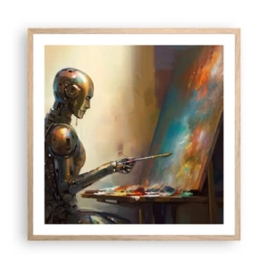 Plakat i ramme af lyst egetræ - Fremtidens kunst - 60x60 cm