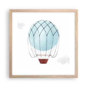 Plakat i ramme af lyst egetræ - Alt i skyerne - 40x40 cm