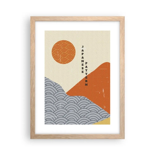 Plakat i ramme af lyst egetræ - I den japanske ånd - 30x40 cm