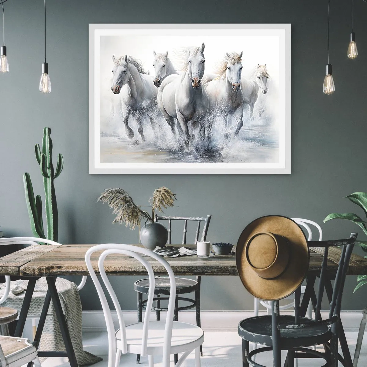 Plakat i hvid ramme - Hvid magi - 100x70 cm