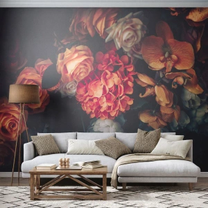 Fototapet Premium Sand - Ligesom de hollandske mestre - Buket blomster, Blomster, Roser - 300x210 cm