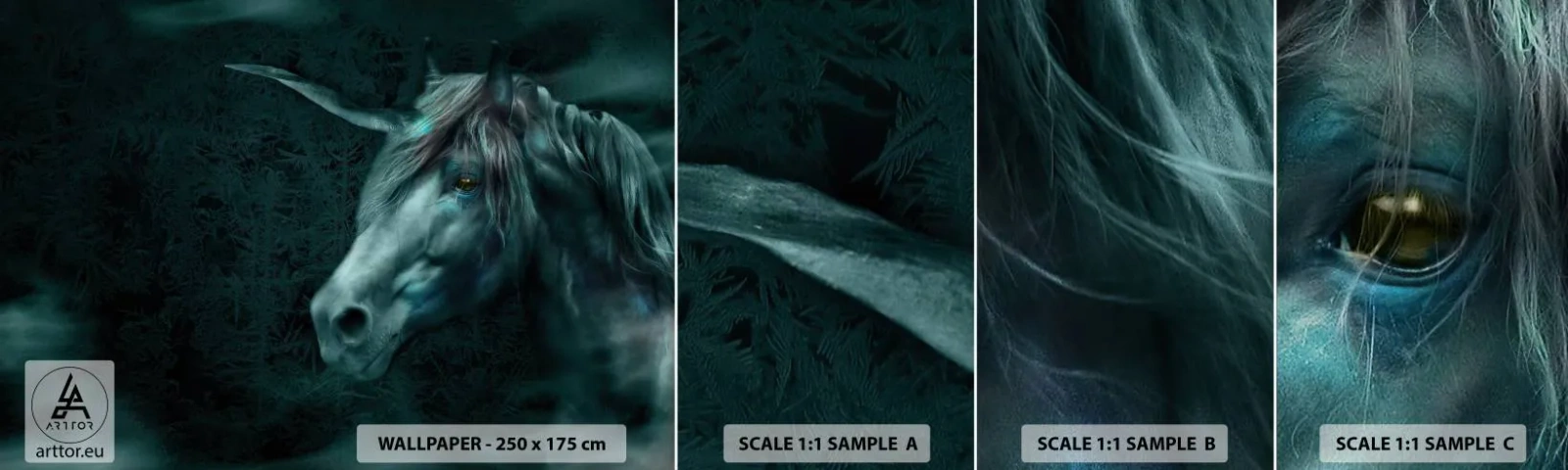 Fototapet Prøve Standard Eco - I en eventyrlig skov - enhjørning, Fantasi, Abstraktion - 100x30 cm