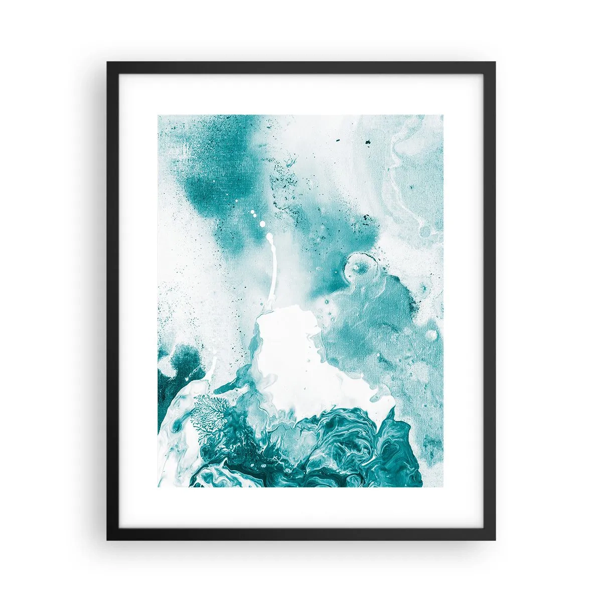 Plakat i sort ramme - Blå oversvømmelsesflader - 40x50 cm
