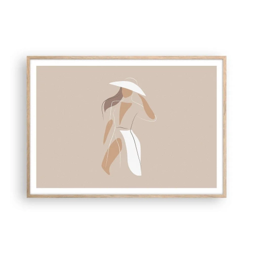 Plakat i ramme af lyst egetræ - Mode er sjovt - 100x70 cm