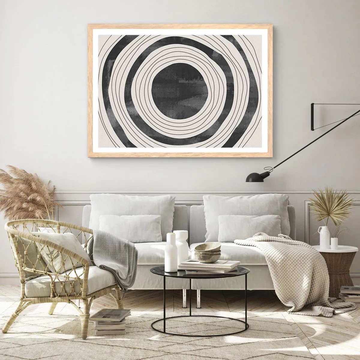 Plakat i ramme af lyst egetræ - Lige til det punkt - 70x50 cm