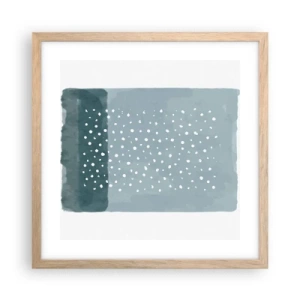 Plakat i ramme af lyst egetræ - Dyrket i blåt - 40x40 cm