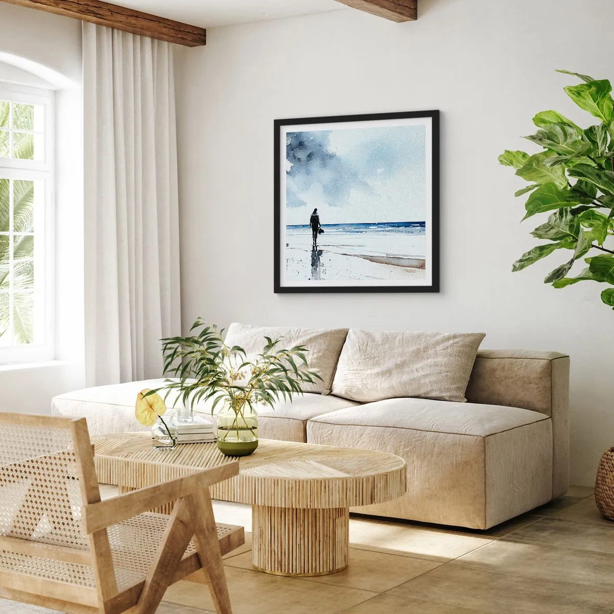 Plakat i sort ramme - Samtale med havet - 40x40 cm