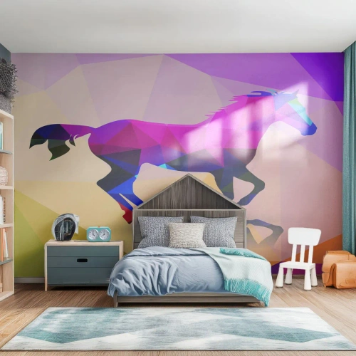 Fototapet Selvklæbende Deluxe Sticker - Kubismen lever stadig - Dyr, Hest, Geometrisk figur - 100x70 cm