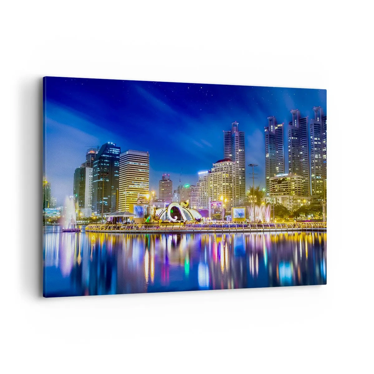 Lærredstryk - Billede på lærred - Regnbuenat i metropolen - 100x70 cm