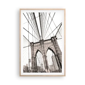 Plakat i ramme af lyst egetræ - Katedralen i New York - 61x91 cm