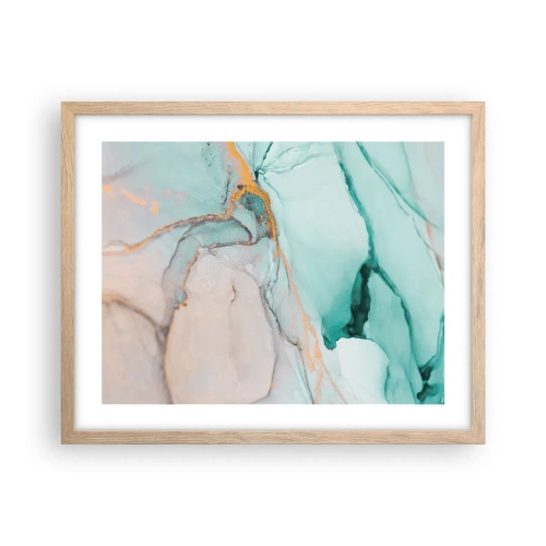 Plakat i ramme af lyst egetræ - Dans af former og farver - 50x40 cm