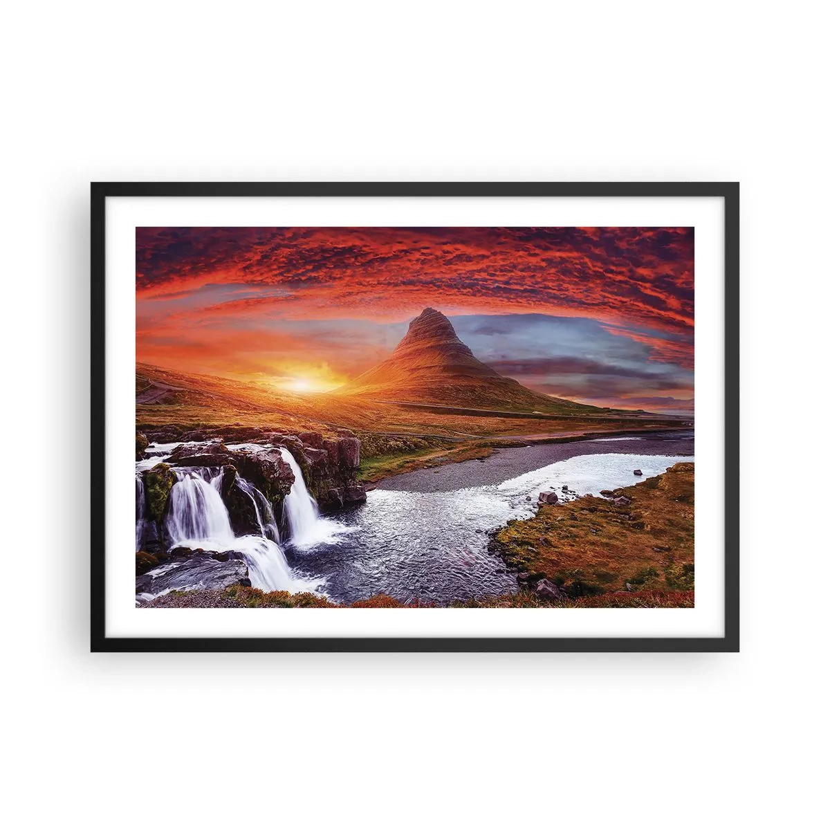 Plakat i sort ramme - En udsigt over Midgård - 70x50 cm