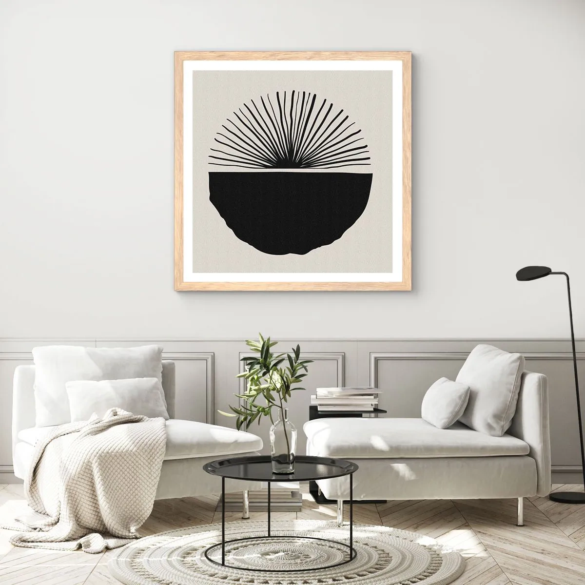 Plakat i ramme af lyst egetræ - En vifte af muligheder - 30x30 cm