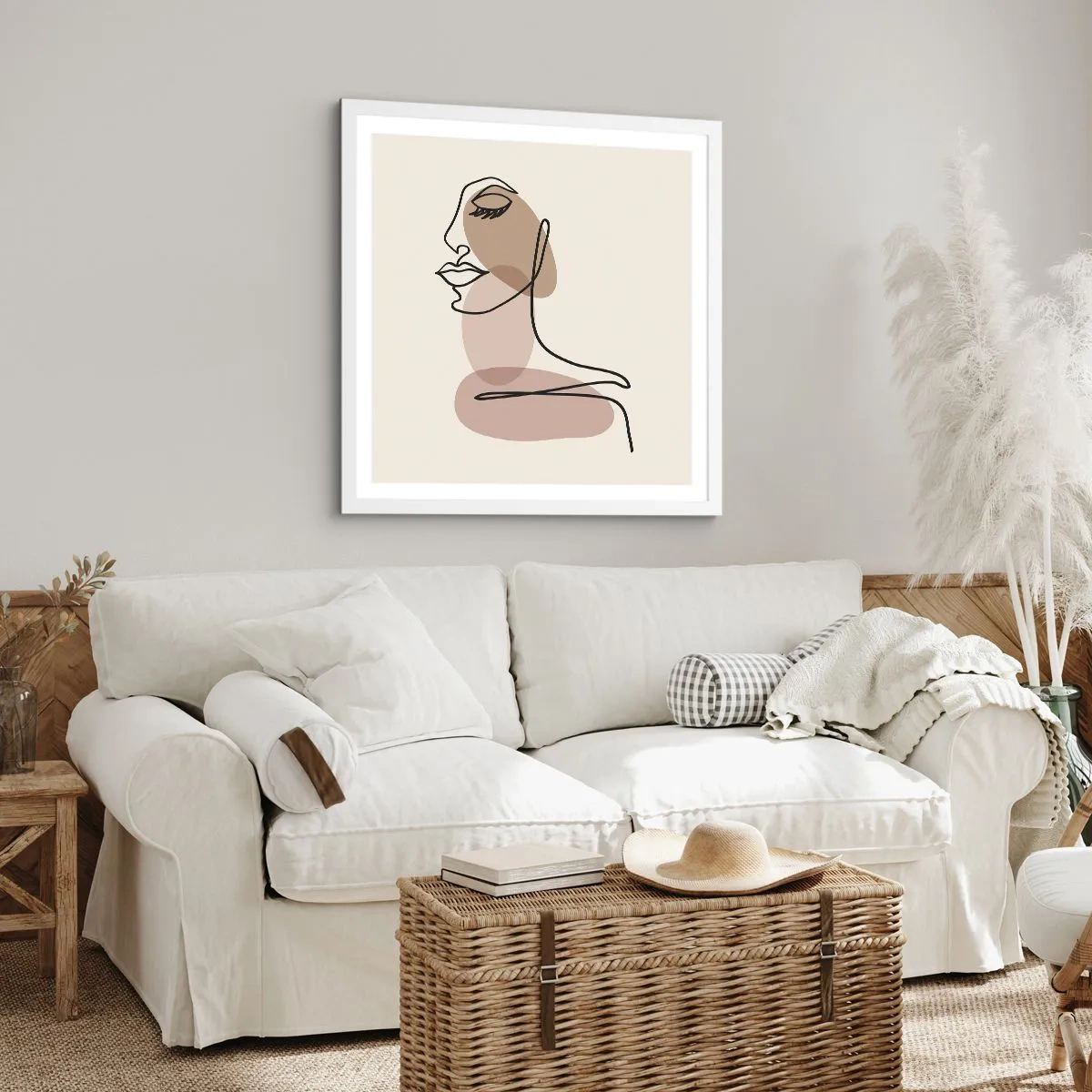 Plakat i hvid ramme - En vis linje af skønhed - 50x50 cm