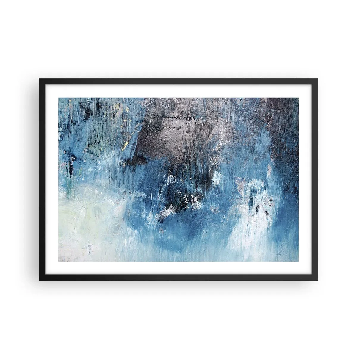 Plakat i sort ramme - Blå rapsodi - 70x50 cm