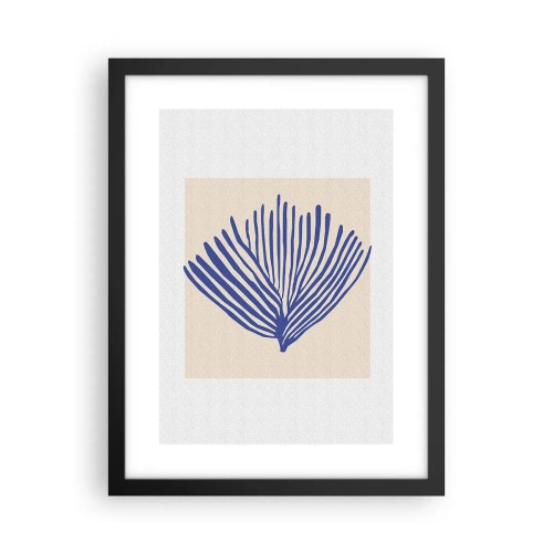 Plakat i sort ramme - Blå vifte - 30x40 cm