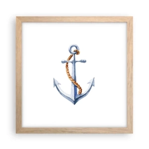 Plakat i ramme af lyst egetræ - Ahoj eventyr! - 30x30 cm