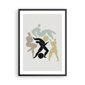 Plakat i sort ramme - Abstrakte silhuetter af figurer i dynamisk bevægelse - 50x70cm - Bevægelse for sundhed og skønhed - Moderne vægdekoration til stue og soveværelse ARTTOR