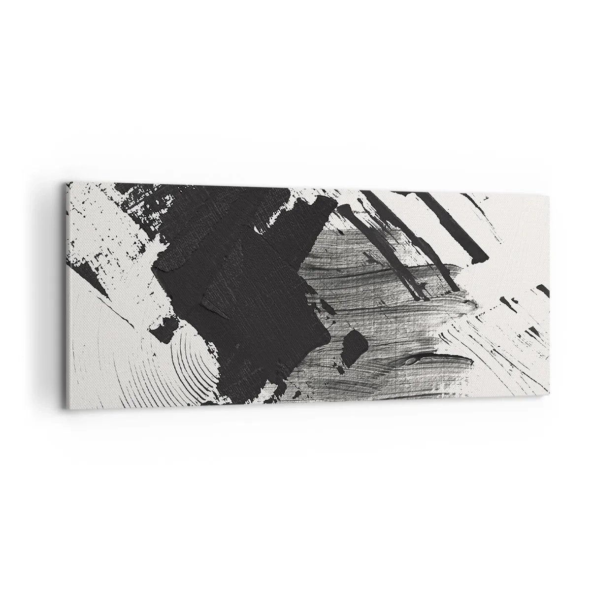 Lærredstryk - Billede på lærred - Abstraktion - det sortes udtryk - 100x40 cm