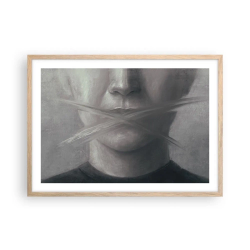 Plakat i ramme af lyst egetræ - Ikke et ord - 70x50 cm