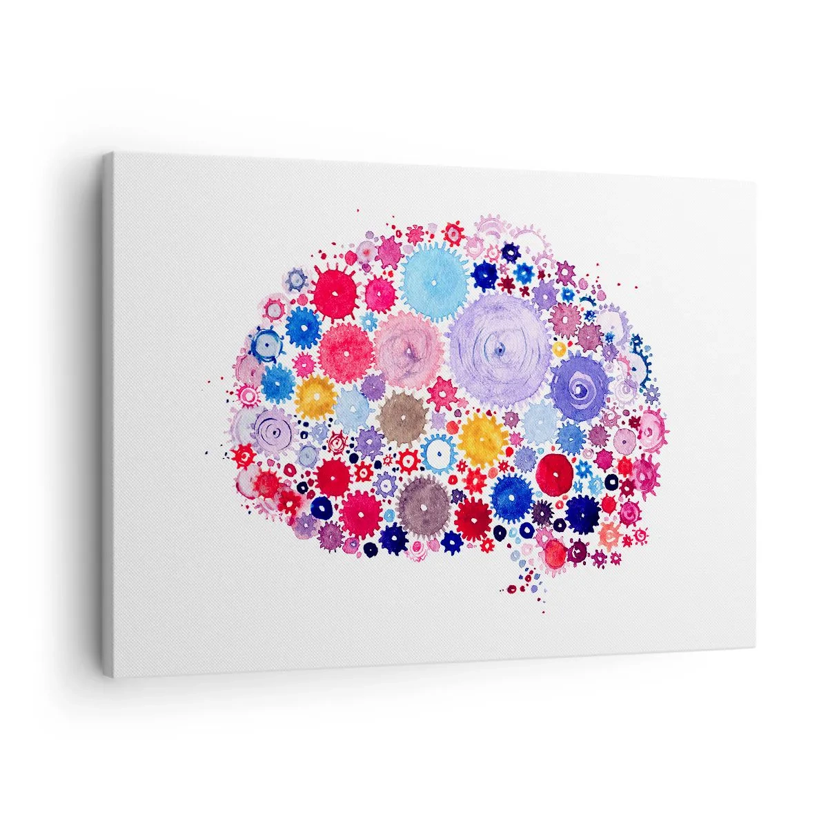 Lærredstryk - Billede på lærred - Farverig abstrakt hjerne med blomstermotiv - 70x50cm - Naturens mest perfekte maskine - Moderne vægdekoration til stue og soveværelse ARTTOR