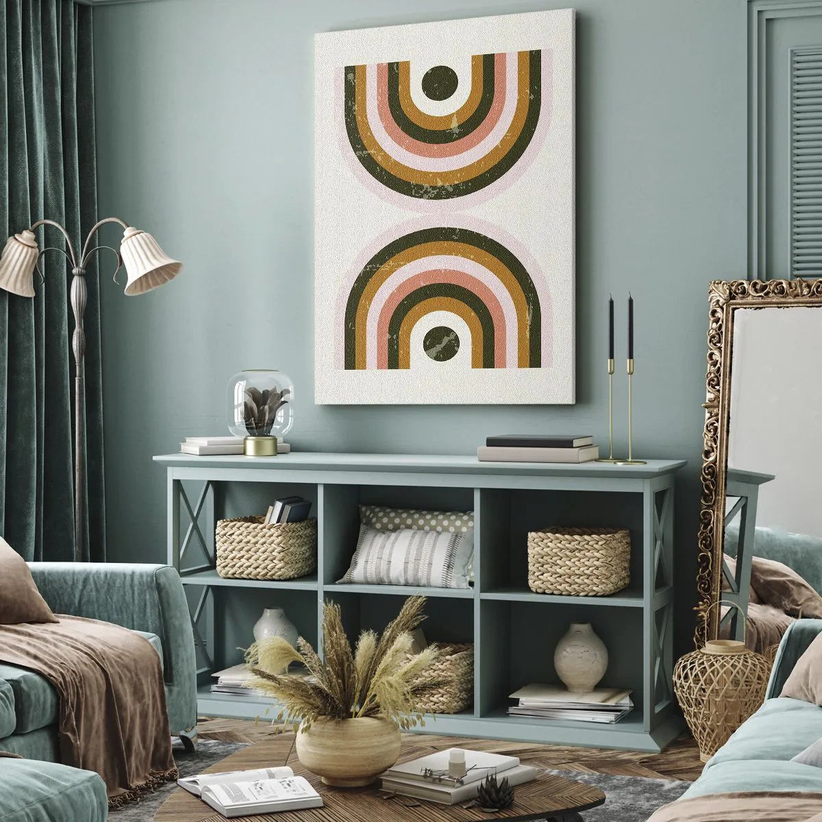 Lærredstryk - Billede på lærred - Tvilling-abstraktion - 80x120 cm