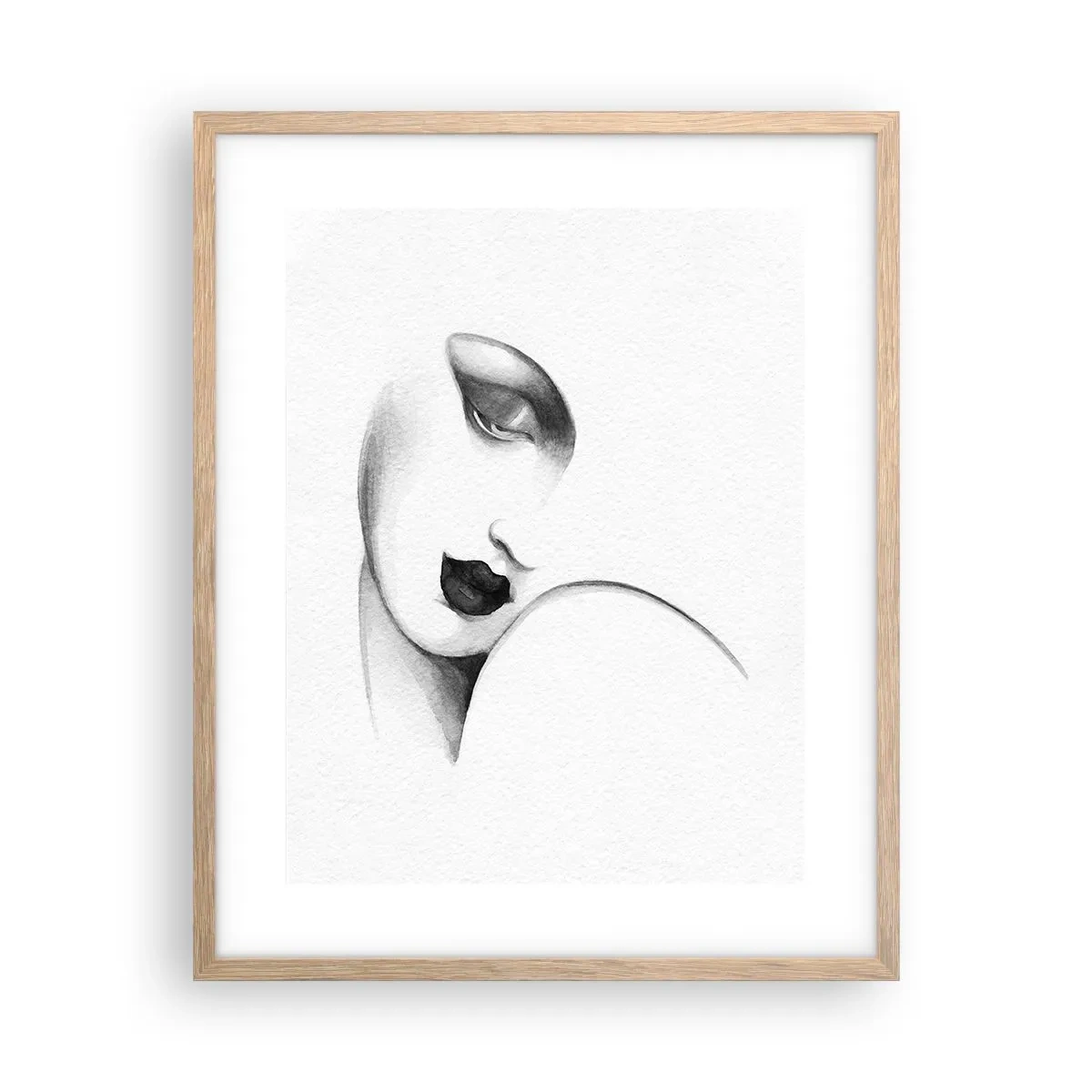 Plakat i ramme af lyst egetræ - I Lempickas stil - 40x50 cm
