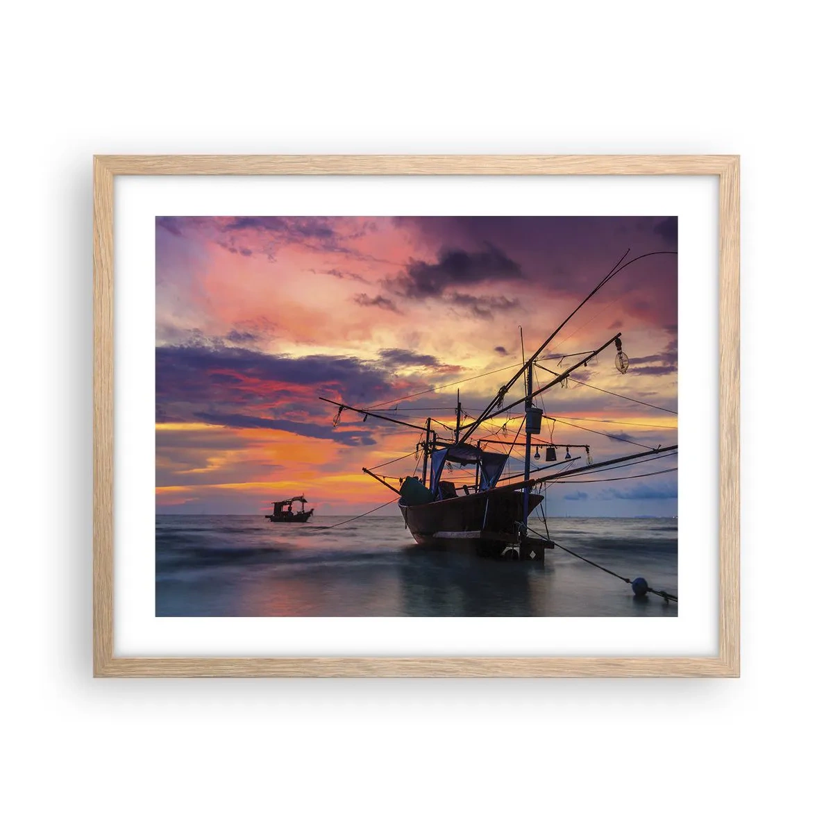 Plakat i ramme af lyst egetræ - En eksotisk aften - 50x40 cm