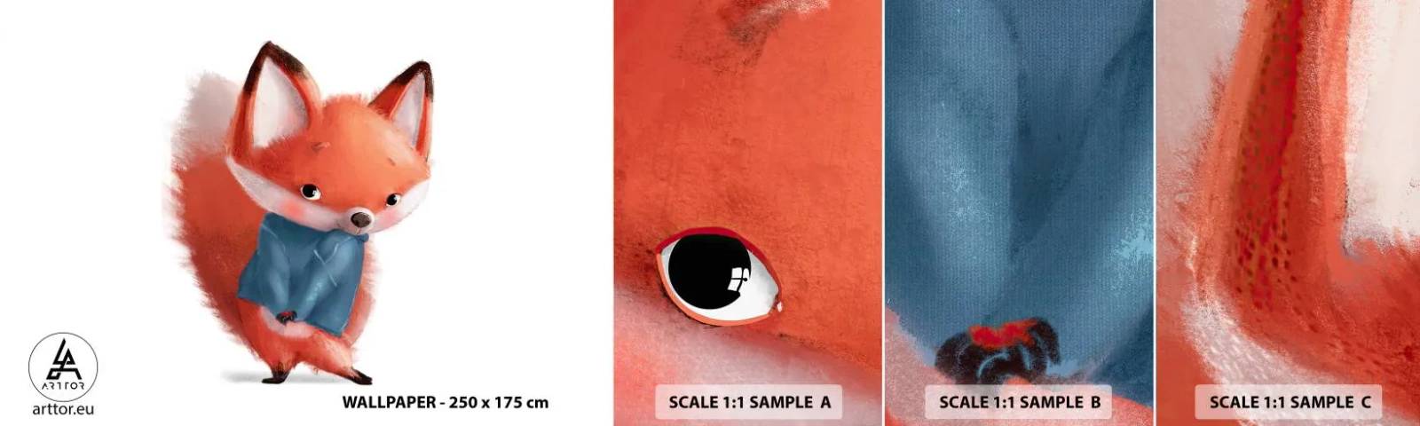 Fototapet Prøve Standard Eco - Ser jeg smuk ud i den her? - For børn, Ræv, Eventyr - 100x30 cm