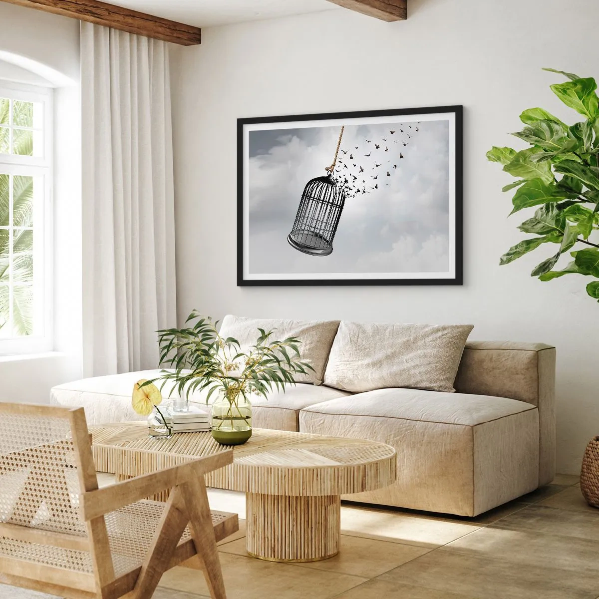 Plakat i sort ramme - Tro...håb...frihed! - 70x50 cm