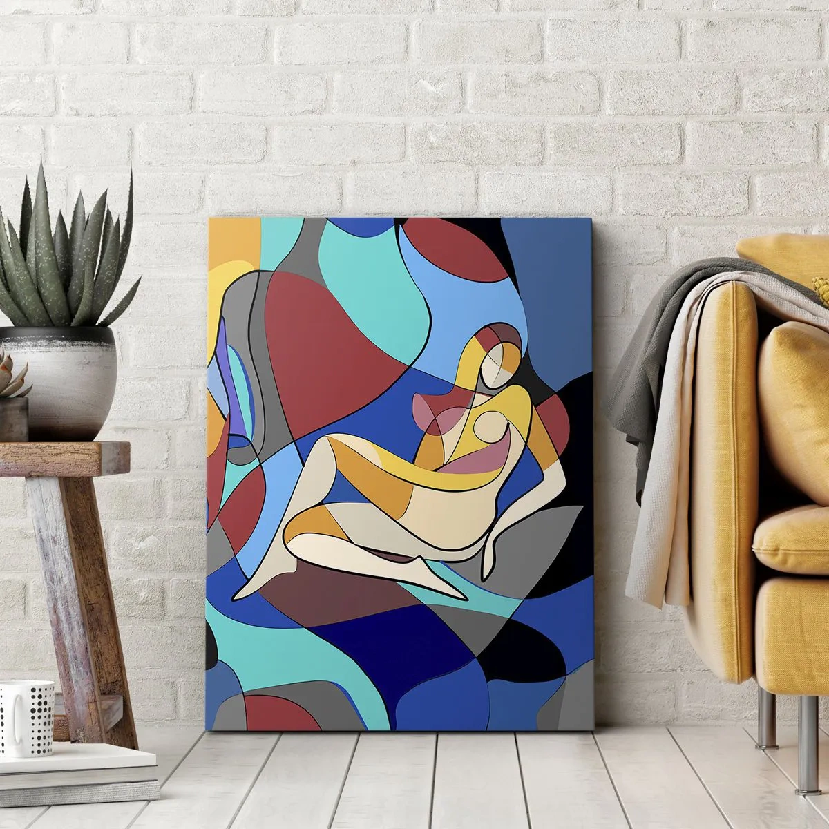 Lærredstryk - Billede på lærred - Kubistisk nøgen - 50x70 cm