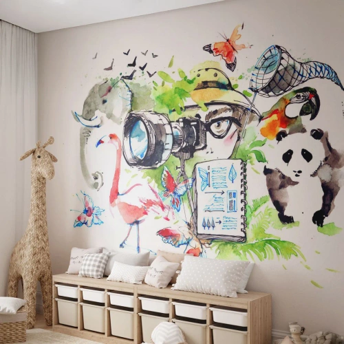 Fototapet Premium Canvas - Gennem en rejsendes linse - Abstraktion, Dyr, Fotograf - 350x256 cm