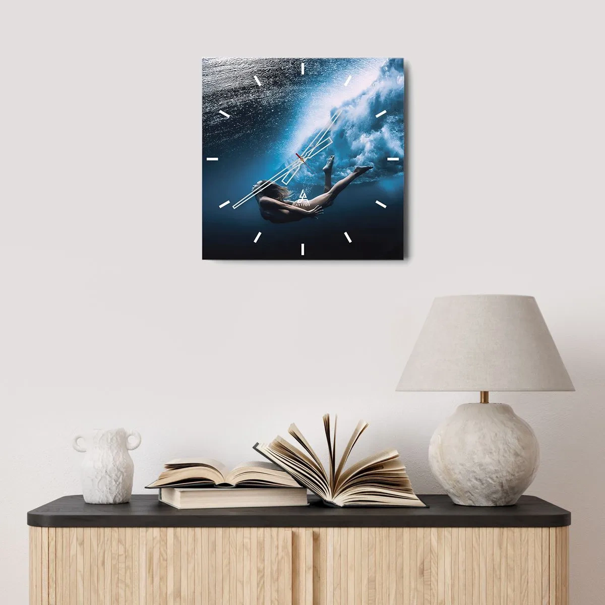 Vægur, Uret - Den moderne havfrue - 30x30 cm